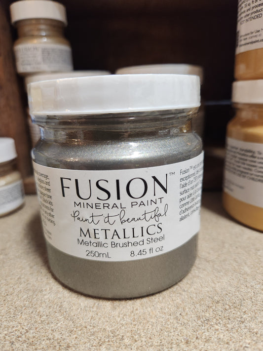 FUSION MINERAL PAINT- Metallics Brushed Steel 250 ml