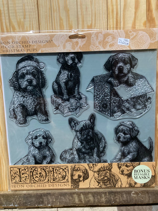 IOD DECOR STAMP-Christmas Pups