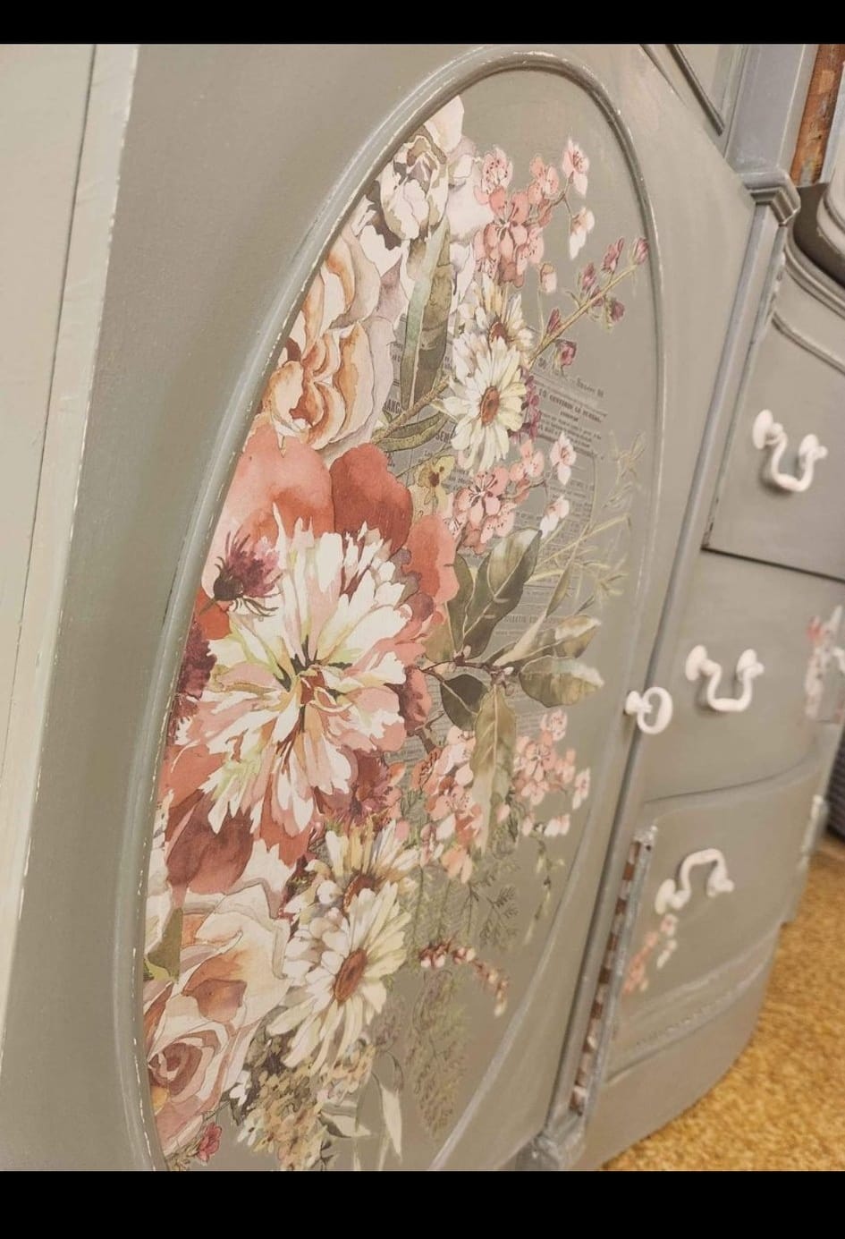 LARGE BUFFET/DRESSER PAINTED AND REFINISHED WITH IOD TRANSFERS