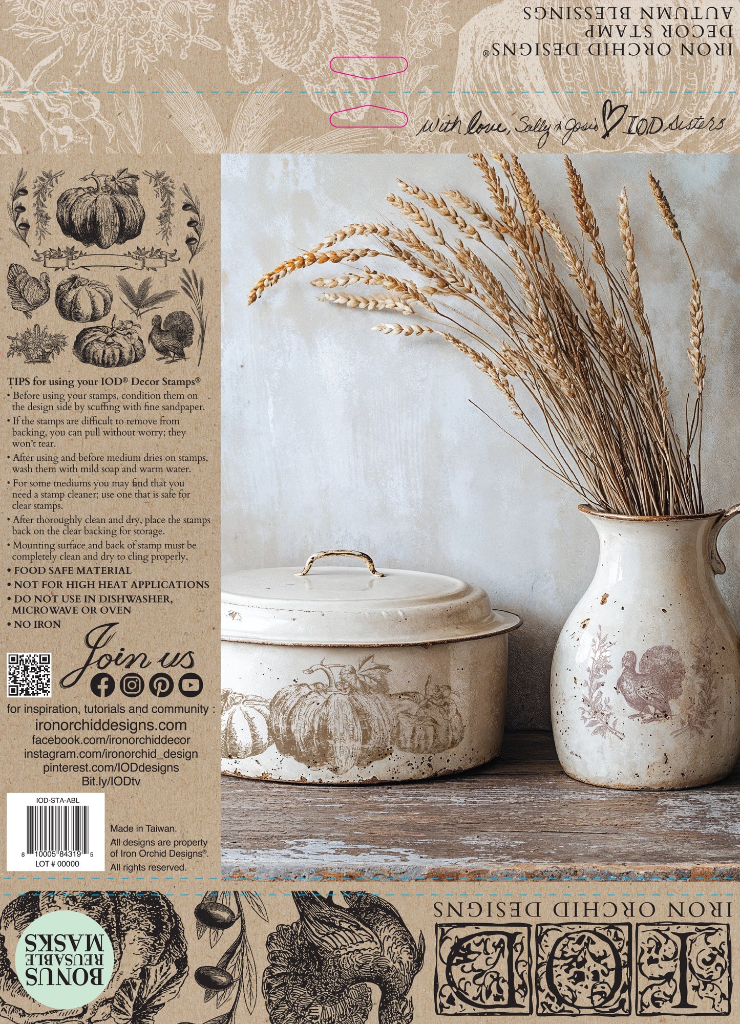 IOD DECOR STAMP- Autumn Blessings 12x12