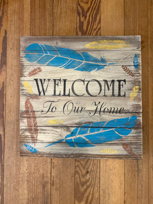 Feather design welcome sign