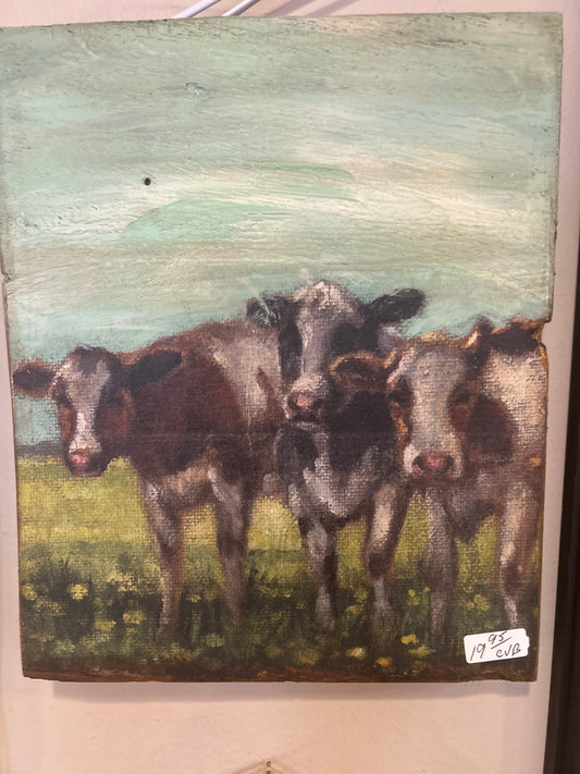 Cow in field wall art